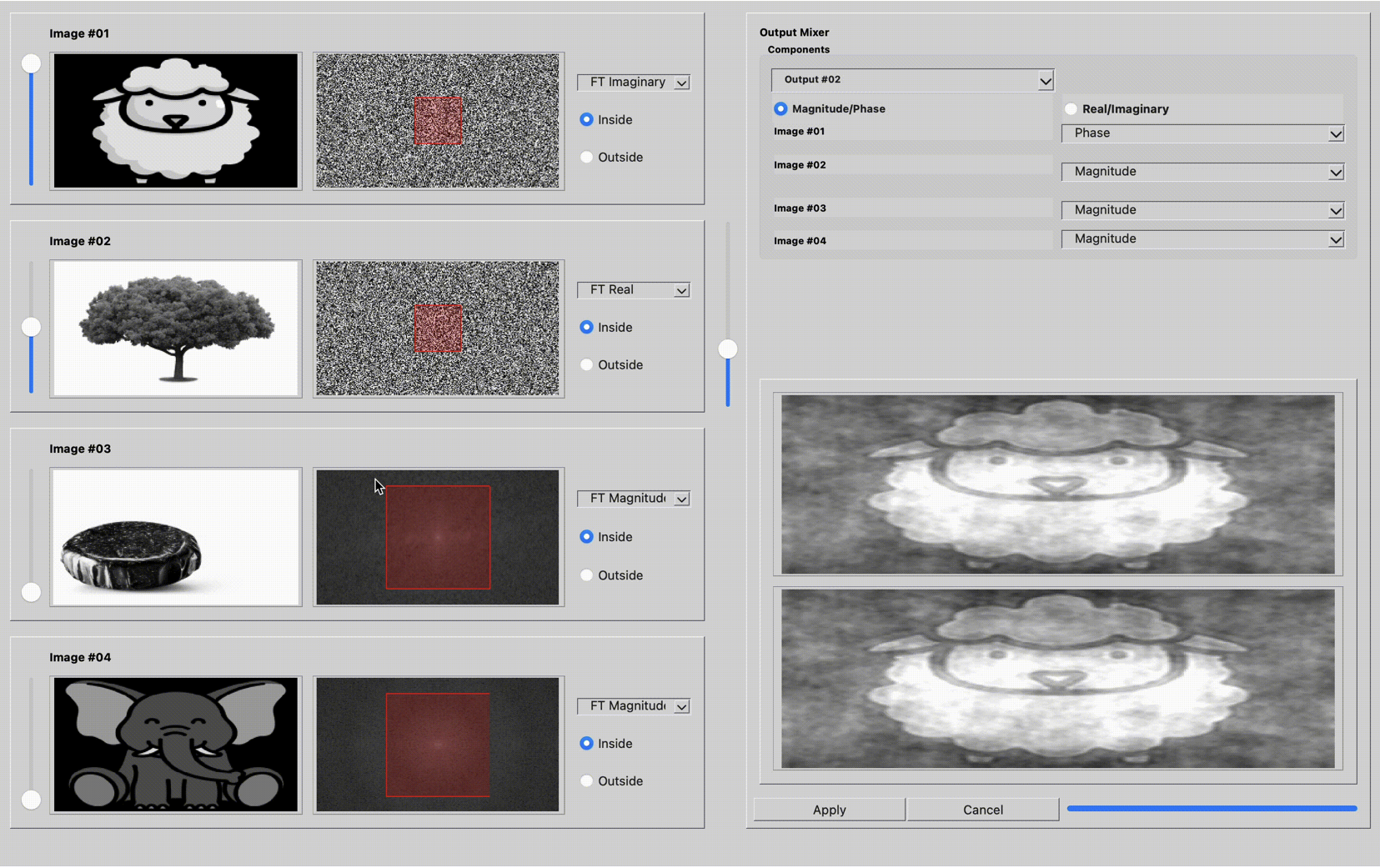 Fourier Transform Image Processing Mixer
